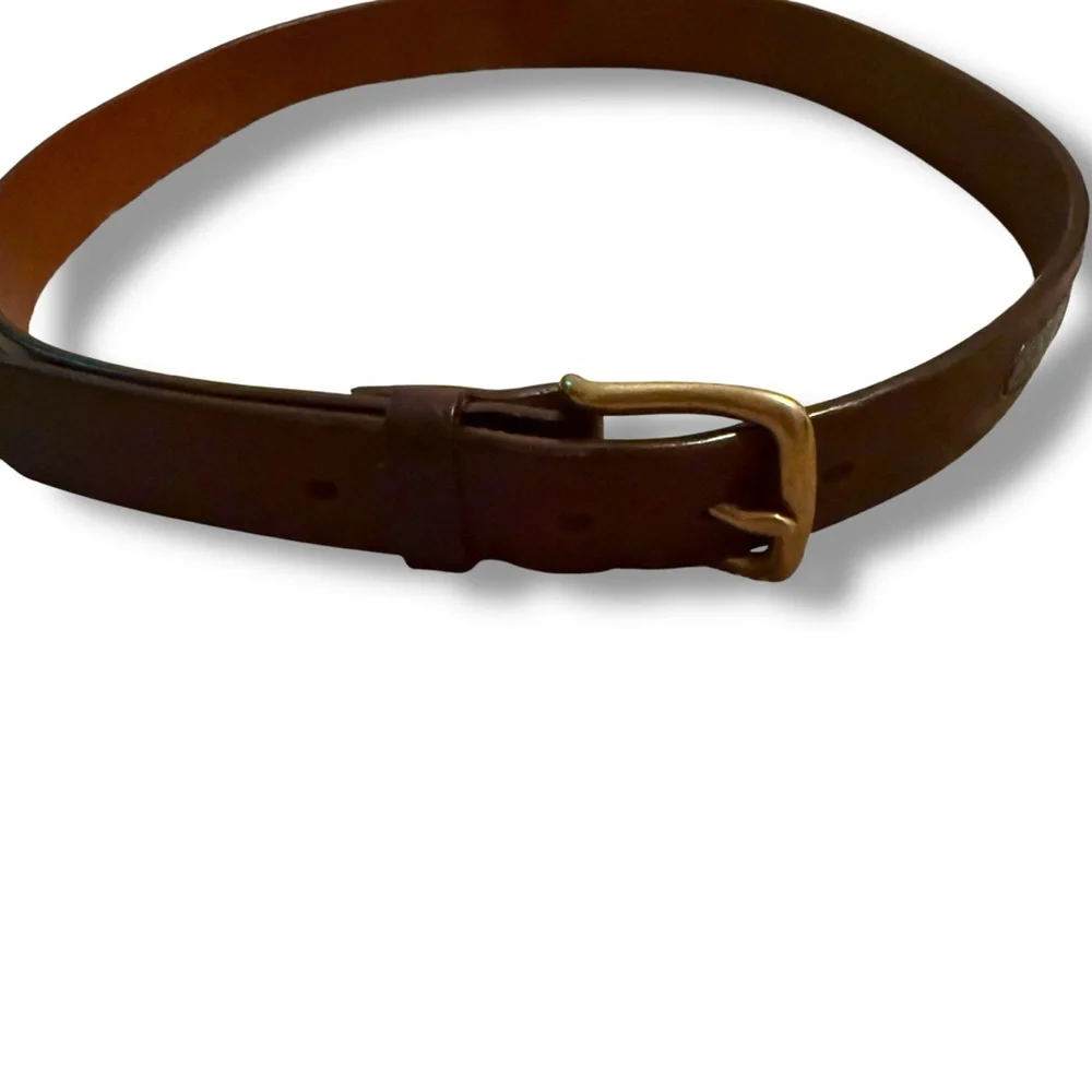 Duluth Trading Co Leather Fabric Belt Men’s Size 36 Brown Red‎ Striped Casual